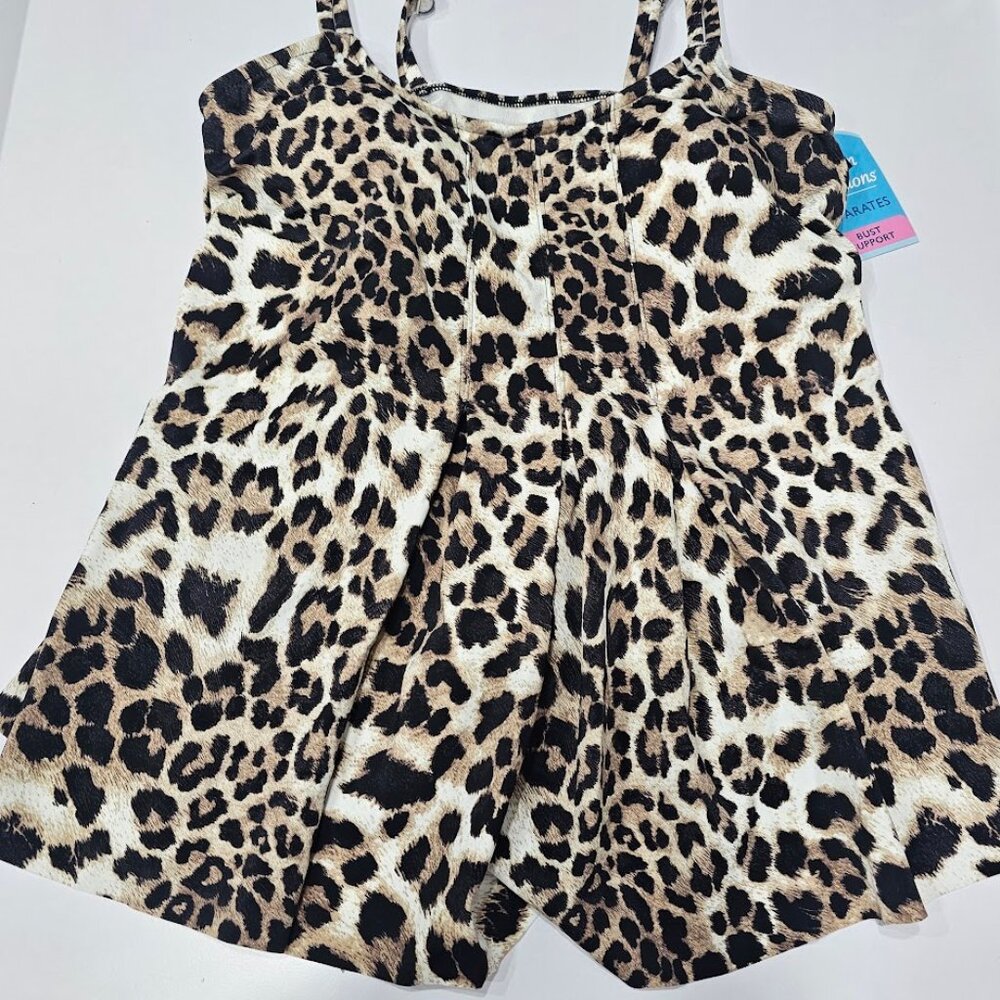 Swim Solutions Animal Print Pleat-Front Tankini Top - Picture 5 of 11